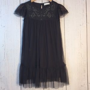 Zara Girls cap sleeve beaded lace sheer dress